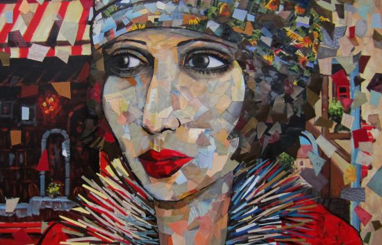 Collage painting of a Parisian Flapper