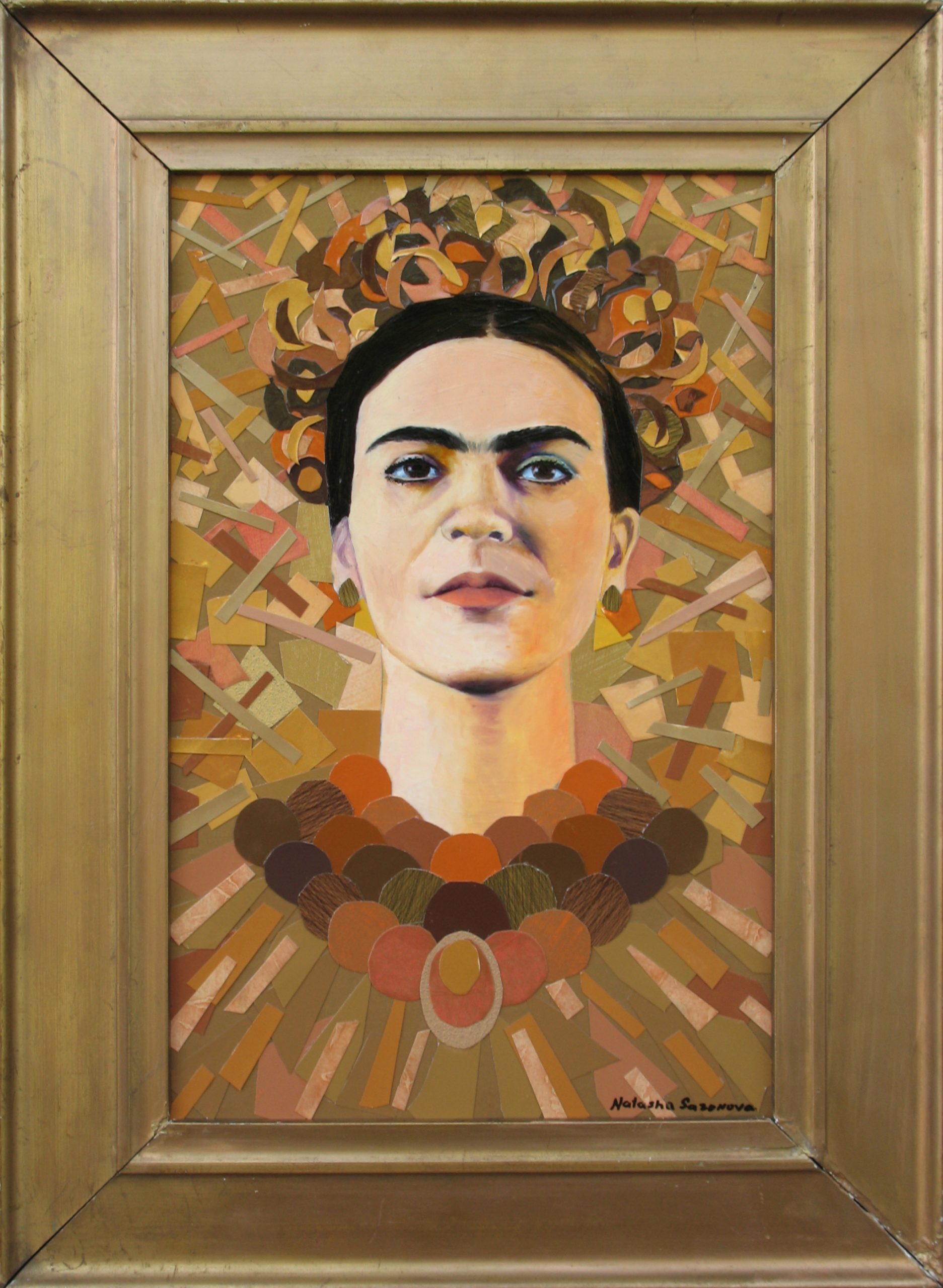 Collage portrait of Frida Kahlo