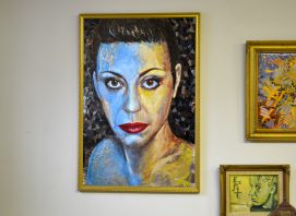 Modern Ukrainian art. Collage self-portrait by Ukrainian-American woman artist Natasha Sazonova